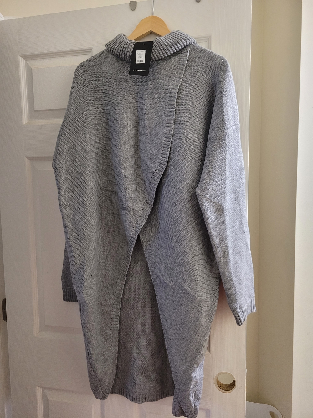 Fashion Nova Gray Crossover Knit Sweater